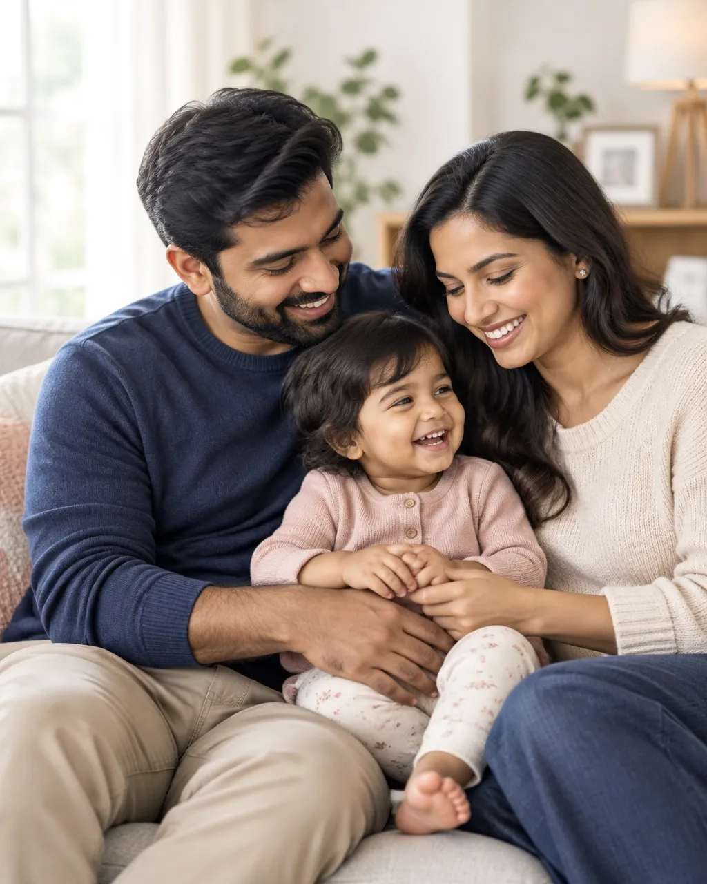 A South Asian family spending time together at home